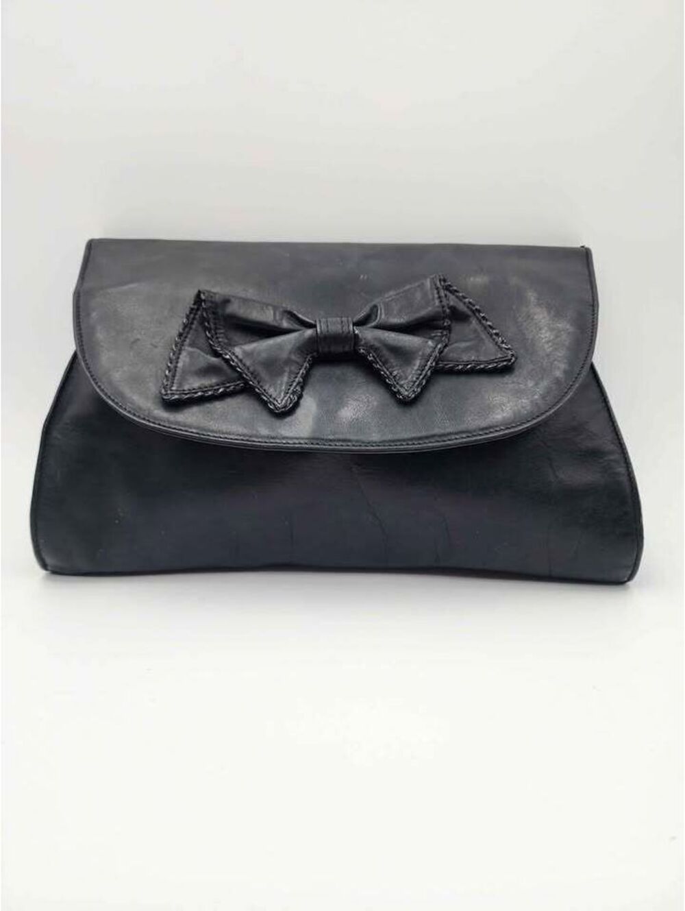 Vintage Coblentz Italian Black Leather Bow Clutch